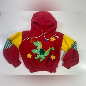 Vintage toddler hoodie sweatshirt dragon red green 1980 Kids Hoodie